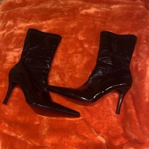 JL Faux Patent Leather Heel Boots, NWOT